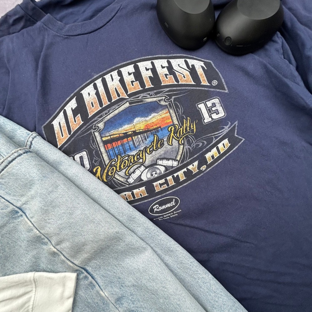 Vintage 2013 OC Bikefest Motorcycle Rally T-Shirt Mens 2XL Navy Blue Boxy Fit - Picture 6 of 7
